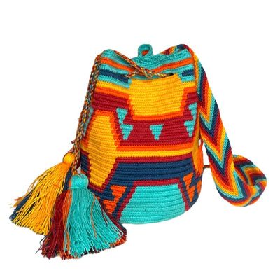 Desert Sunset Medium Crochet Bags - Colorful 4U - Medium - Crossbody Crochet Boho Bag - Traditional Wayuu Design