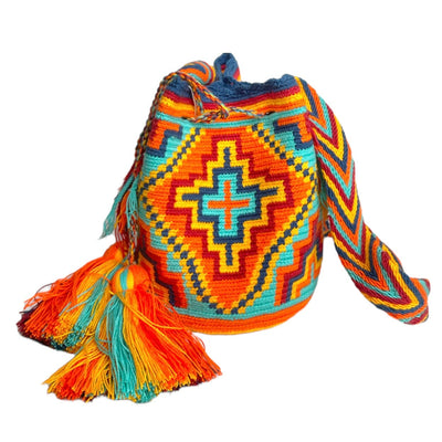 Desert Sunset Medium Crochet Bags - Colorful 4U - Medium - Crossbody Crochet Boho Bag - Traditional Wayuu Design