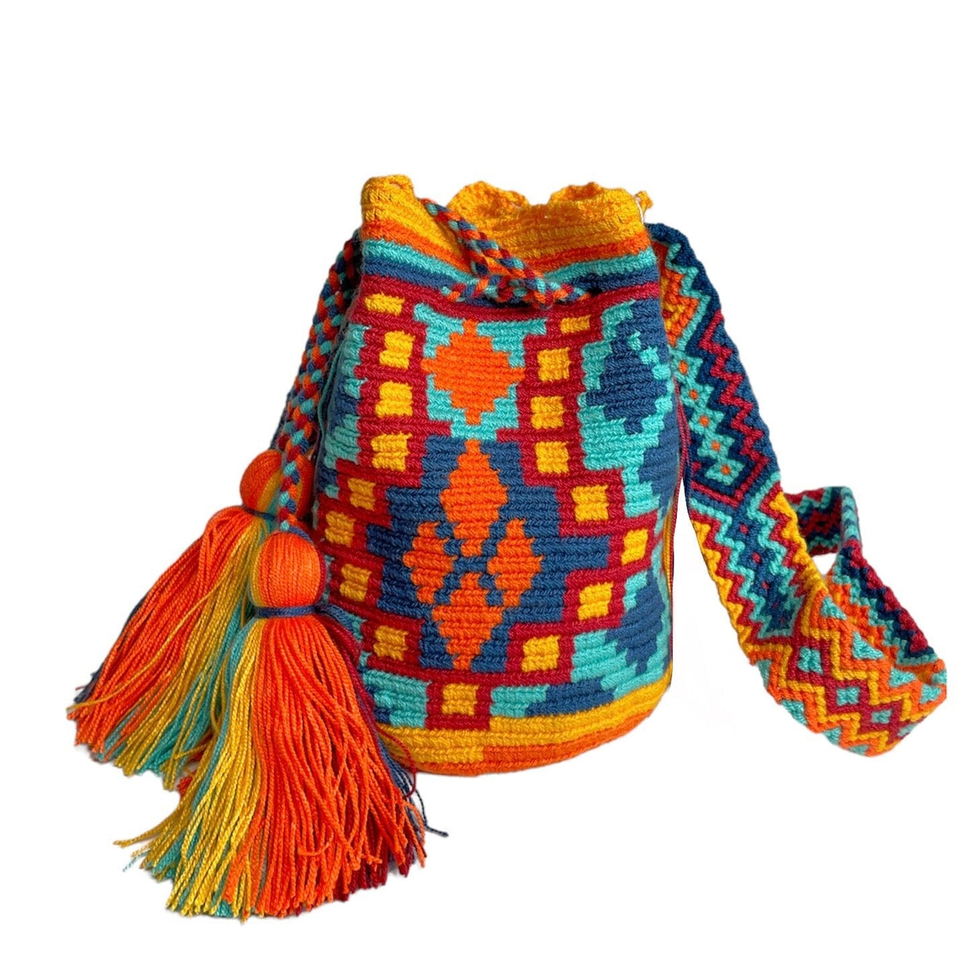 Desert Sunset Medium Crochet Bags - Colorful 4U - Medium - Crossbody Crochet Boho Bag - Traditional Wayuu Design