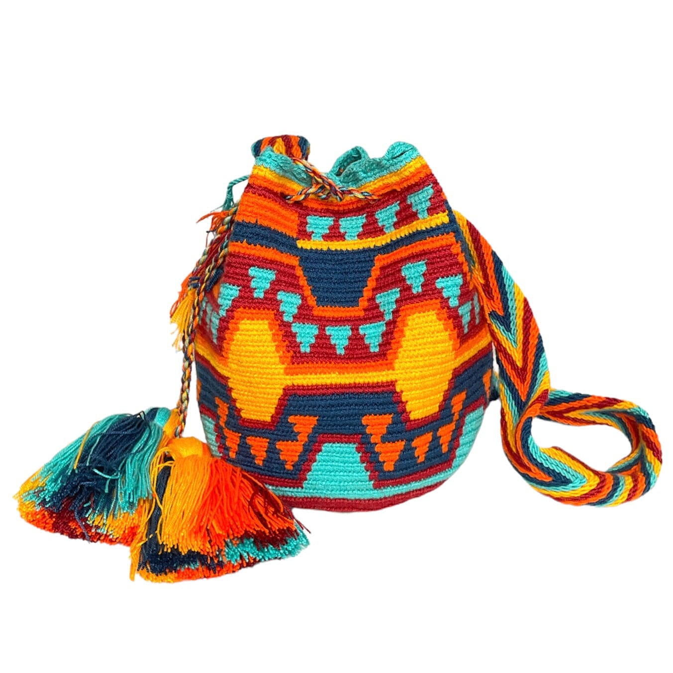 Desert Sunset Medium Crochet Bags - Colorful 4U - Medium - Crossbody Crochet Boho Bag - Traditional Wayuu Design