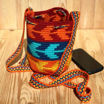 Desert Sunset Mini Crochet Bags - Colorful 4U - Mini Crochet Bag - Crossbody Boho Bag - Authentic Wayuu Mini Mochila