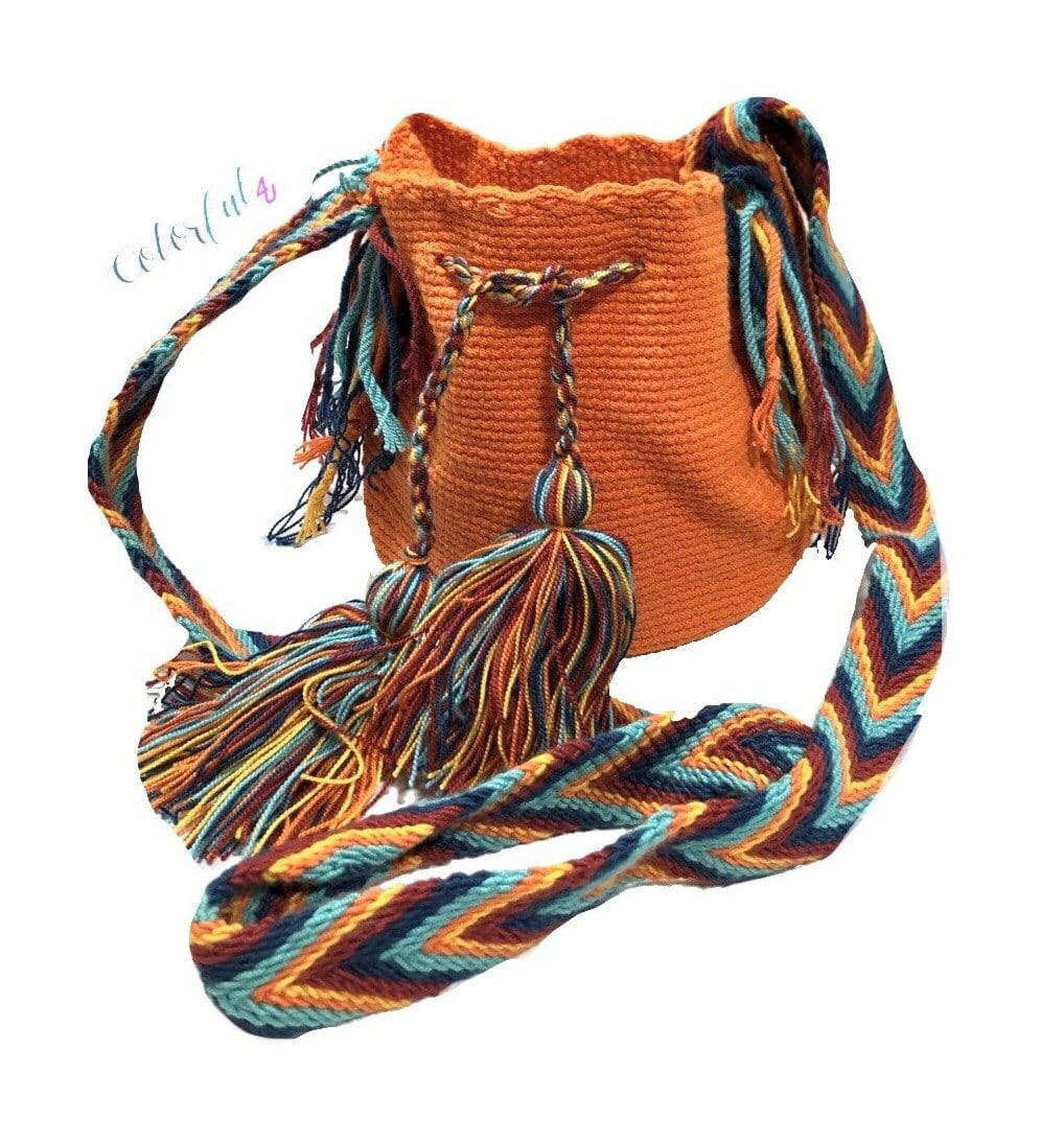 Desert Sunset Mini Crochet Bags - Colorful 4U - Mini Crochet Bag - Crossbody Boho Bag - Authentic Wayuu Mini Mochila