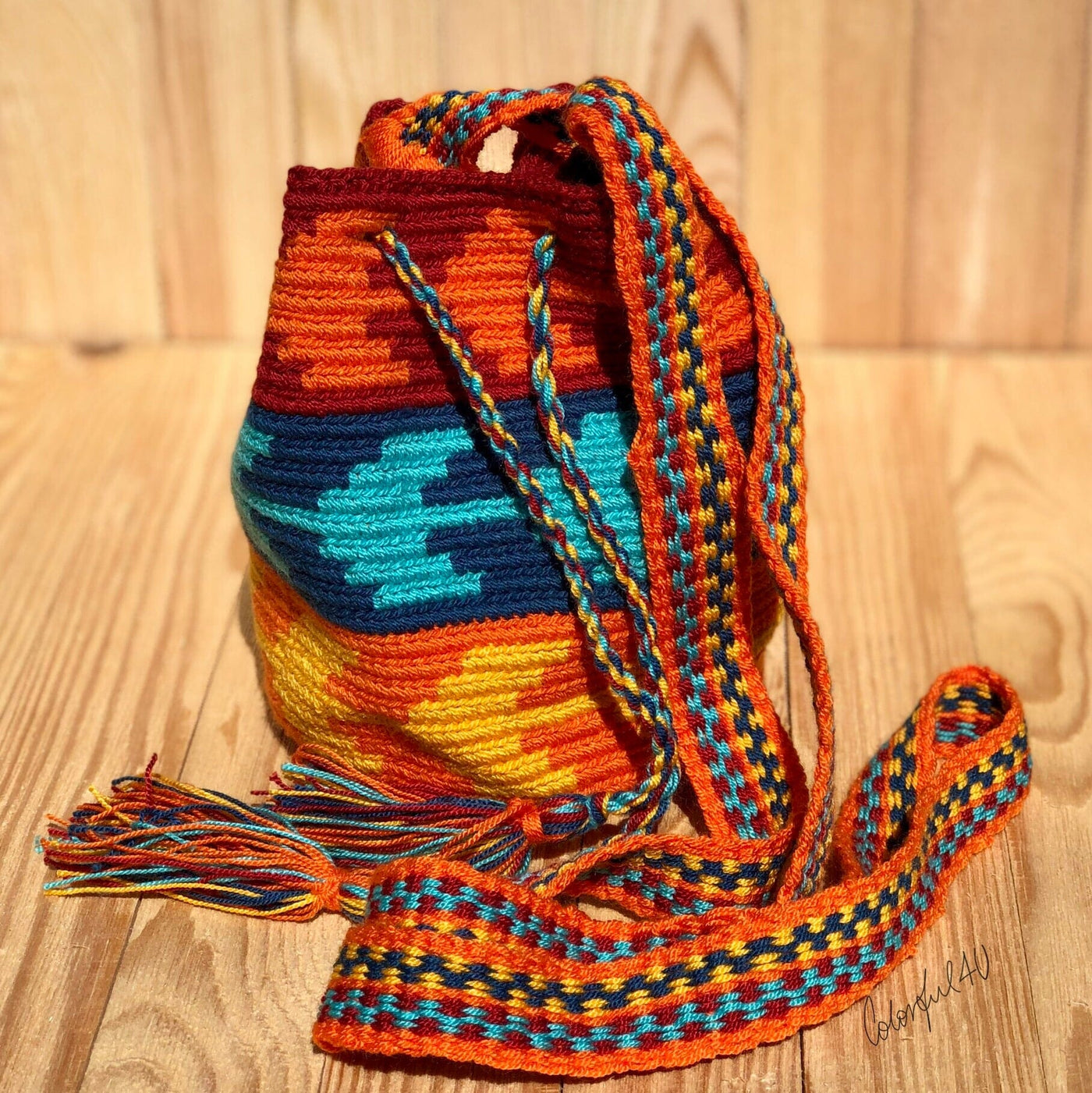 Desert Sunset Mini Crochet Bags - Colorful 4U - Mini Crochet Bag - Crossbody Boho Bag - Authentic Wayuu Mini Mochila