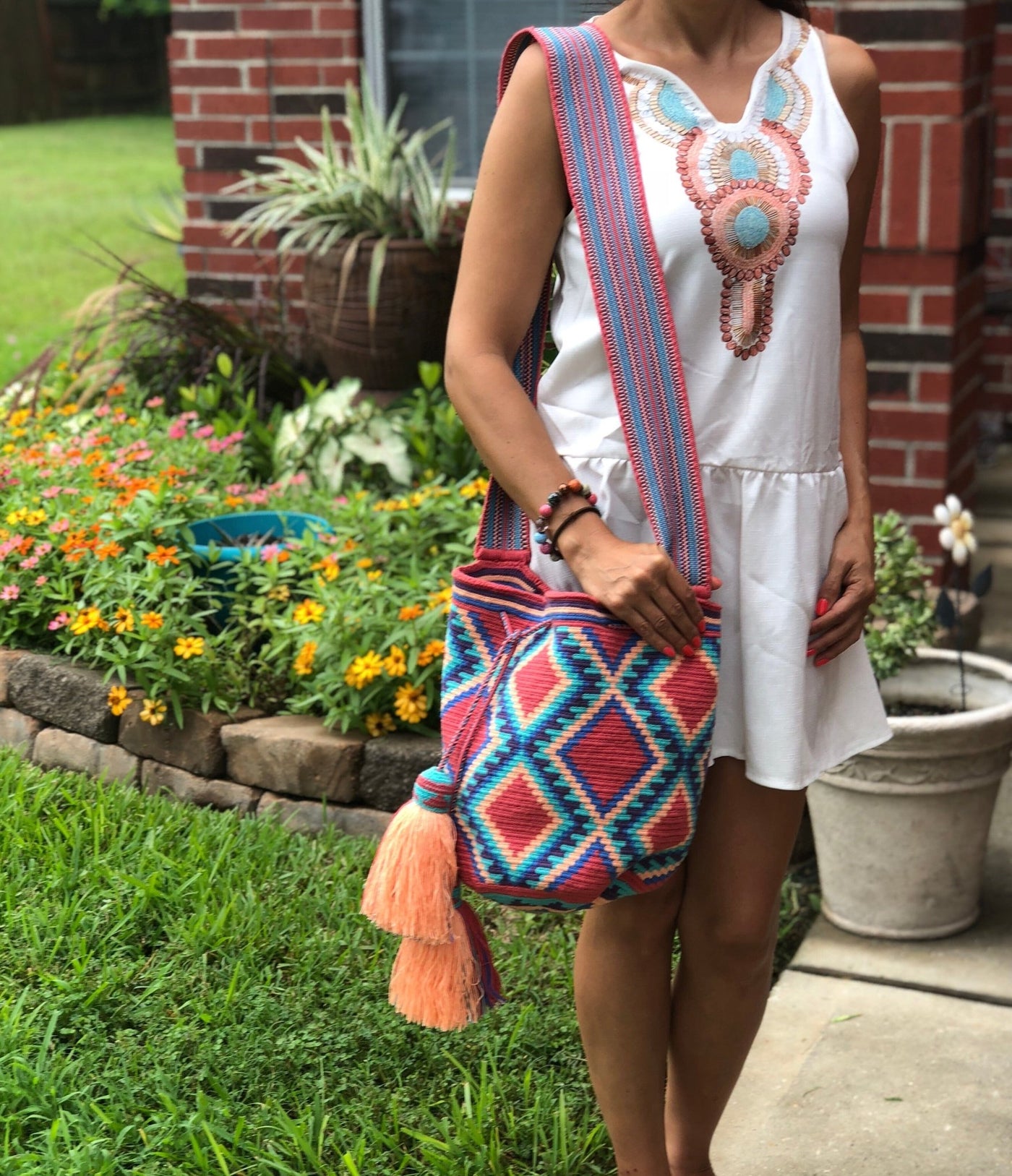 Dusty Rose Dream Bags | Large Crossbody Special Edition - Colorful 4U - Special Edition Crochet Boho Bag - Crossbody/Shoulder Bucket Bag