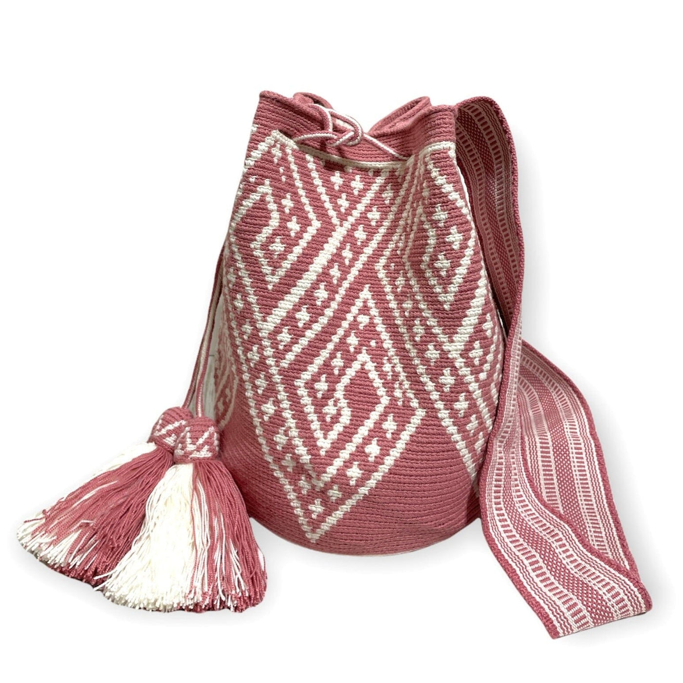 Dusty Rose Dream Bags | Large Crossbody Special Edition - Colorful 4U - Special Edition Crochet Boho Bag - Crossbody/Shoulder Bucket Bag