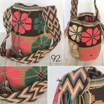 Earthy Tones Handbags | Desert Dreams Crochet Bags (L) - Colorful 4U - Crossbody Crochet Boho Bag - Traditional Wayuu Design