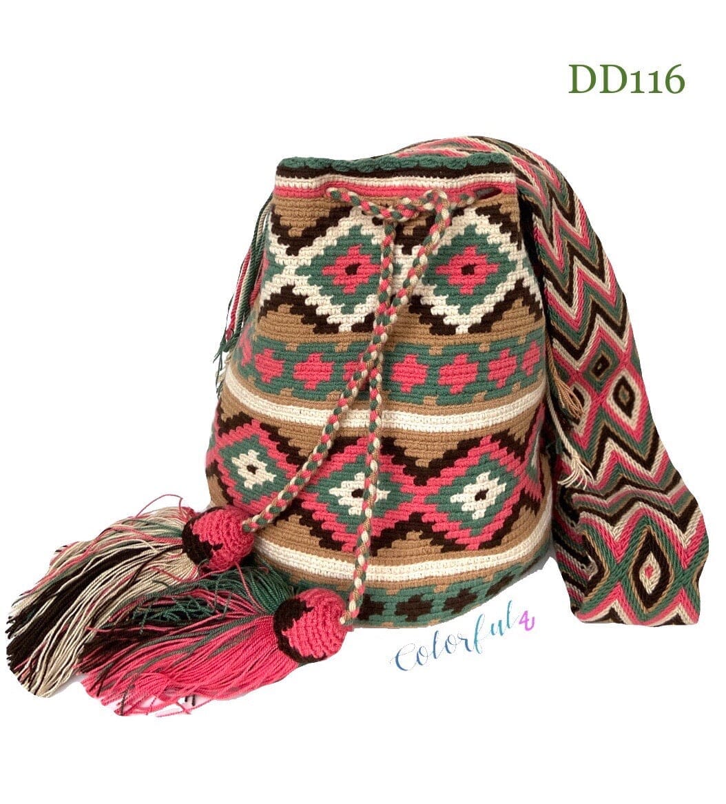 Earthy Tones Handbags | Desert Dreams Crochet Bags (L) - Colorful 4U - Crossbody Crochet Boho Bag - Traditional Wayuu Design