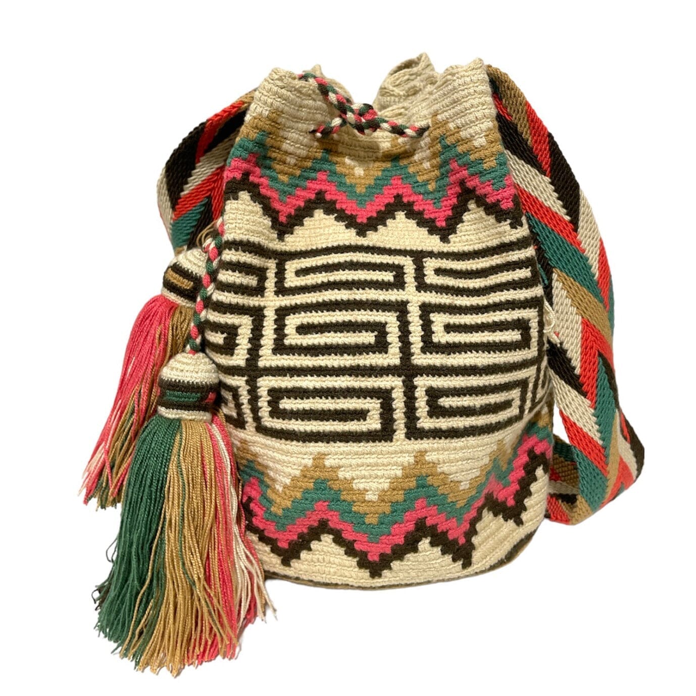 Earthy Tones Handbags | Desert Dreams Crochet Bags (L) - Colorful 4U - Crossbody Crochet Boho Bag - Traditional Wayuu Design