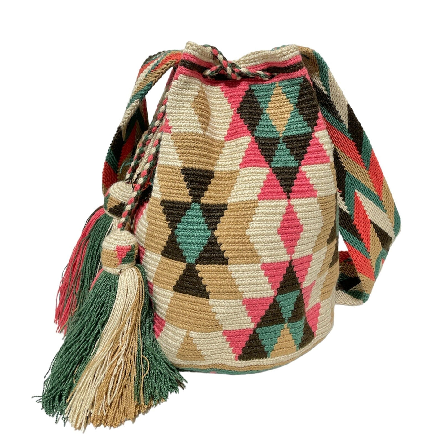 Earthy Tones Handbags | Desert Dreams Crochet Bags (L) - Colorful 4U - Crossbody Crochet Boho Bag - Traditional Wayuu Design