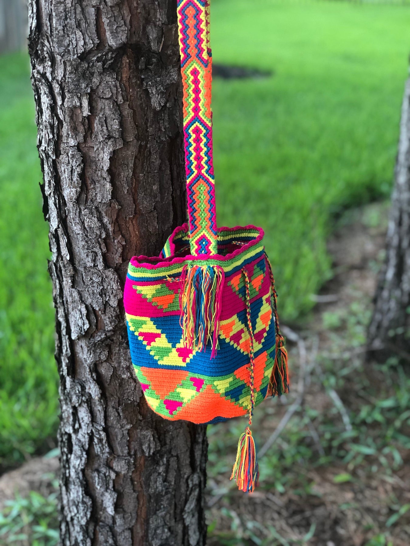 Neon Boho Beach Bag for summer | Medium Colorful Crossbody Purse ...